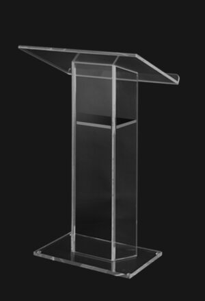 LARGE ACRYLIC "WING" STYLE LECTERN WITH SHELF