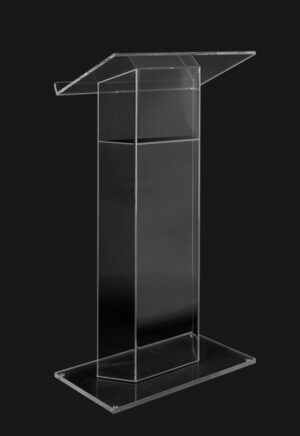 ACRYLIC "WING" STYLE LECTERN WITH SHELF
